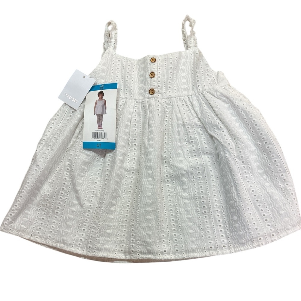 BCBGirls Egret White Eyelet Lined Ruffled Strap Cotton Summer Top 4T NWT